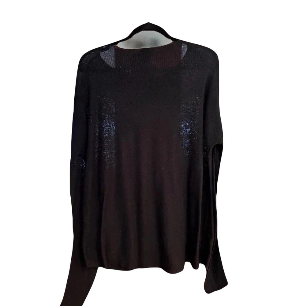 Eileen Fisher‎ Black Merino Wool Lightweight Sheer Knit Sweater XS TP